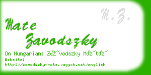 mate zavodszky business card